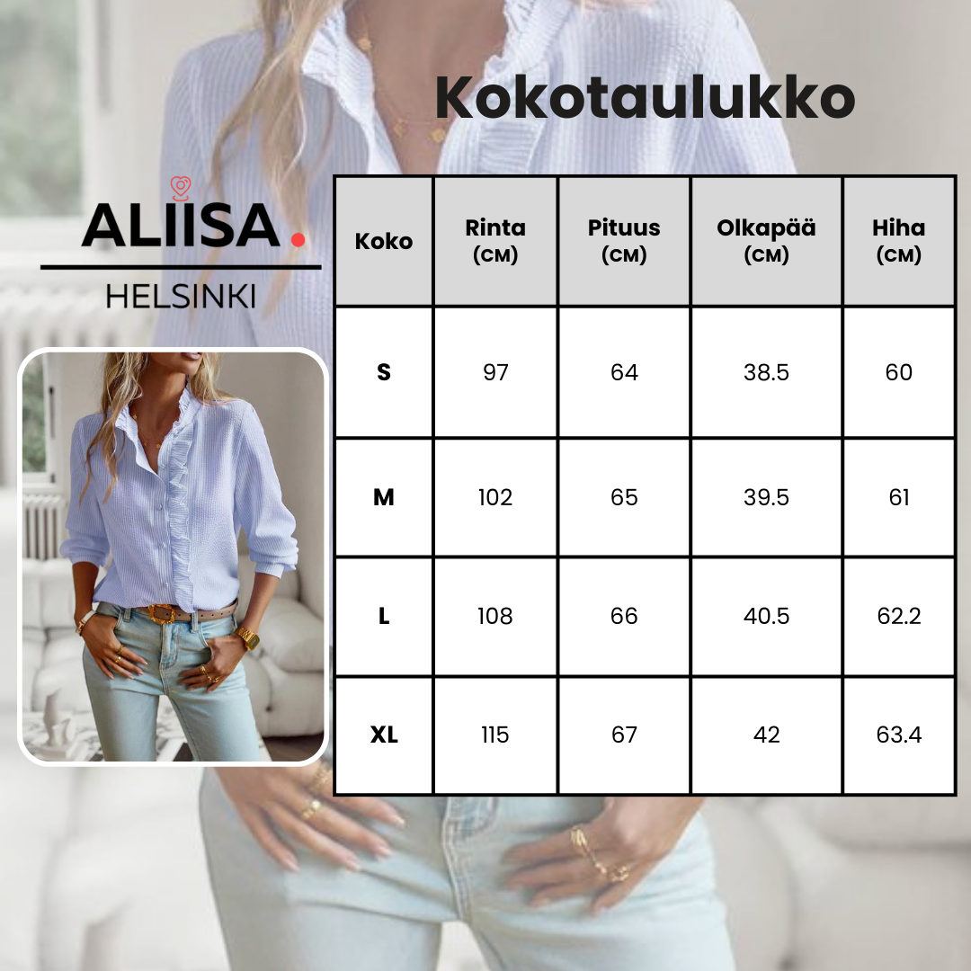 Maija™ - Tyylikäs pitkähihainen pusero kauluksella ja kalvosimilla