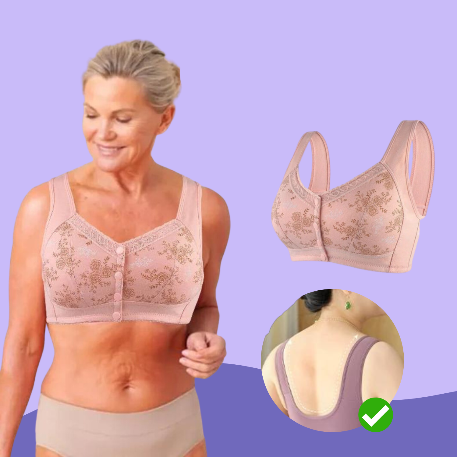 ComfyShape™ | Puuvillaiset rintaliivit painikkeella