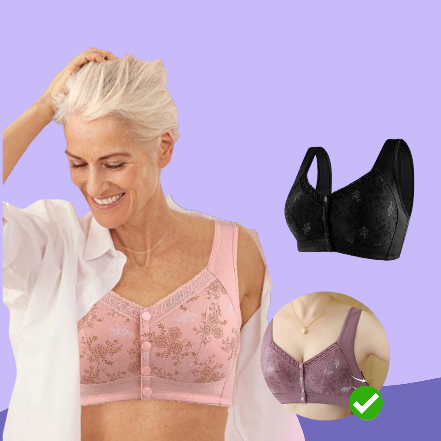 ComfyShape™ | Puuvillaiset rintaliivit painikkeella