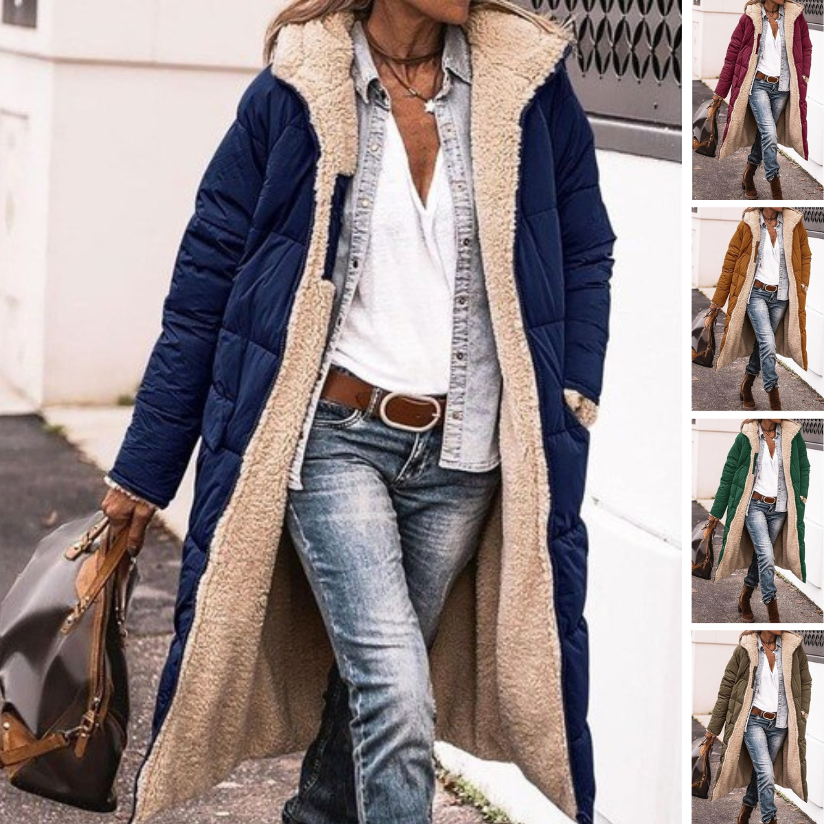 Ruusu™ | Käännettävä Sherpa Long Puffer Jacket (hupulla)