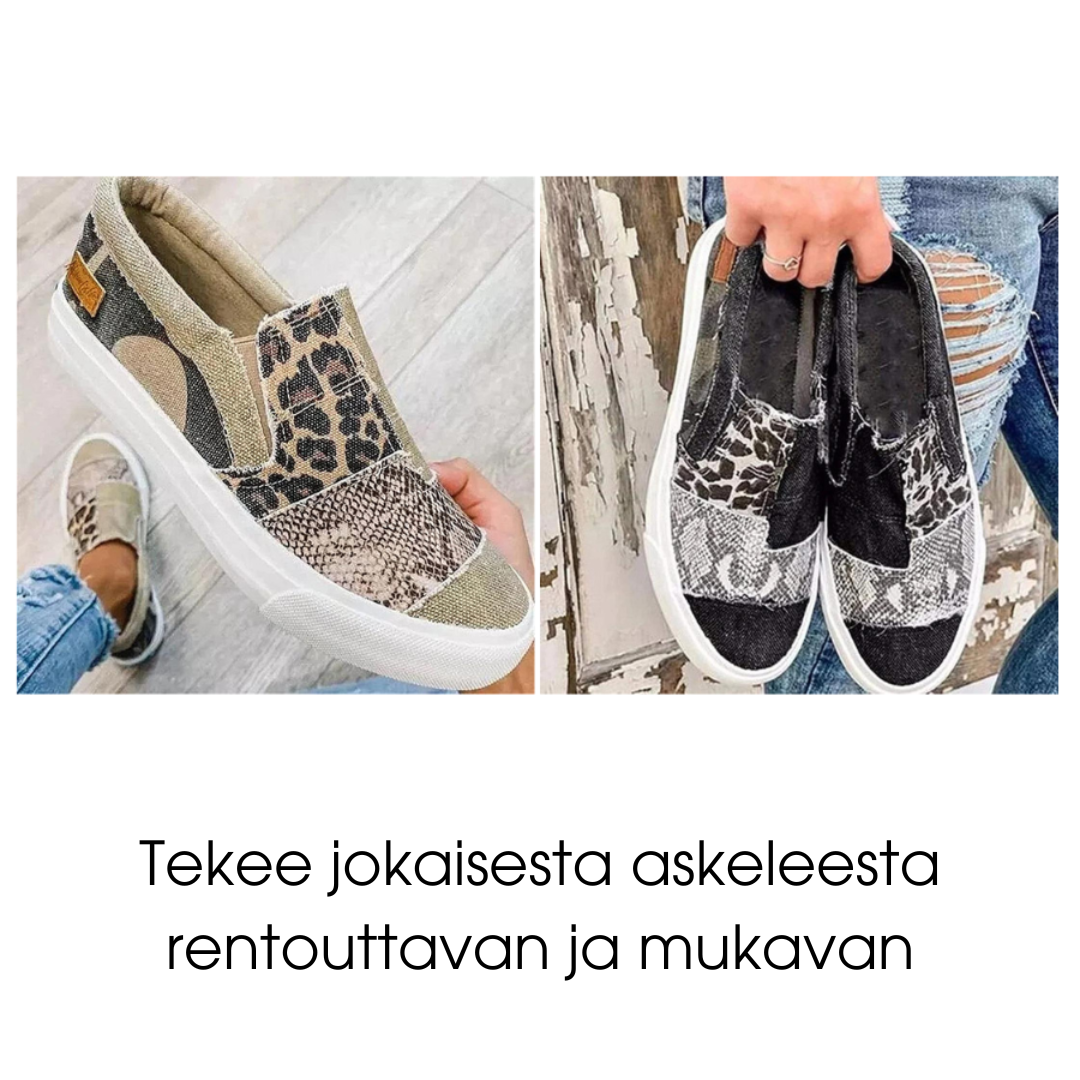 RawPrints™ | Rento kangas matalat kengät, joissa on eläinkuvio ja raaka leikkaus